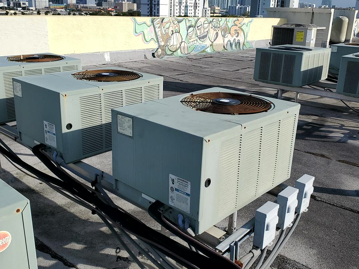 Multiple rooftop HVAC units