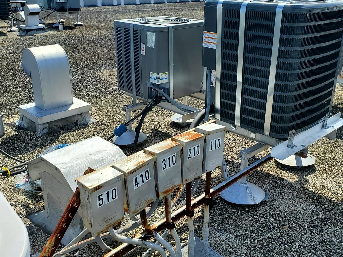 Rooftop condensers and electrical disconnects