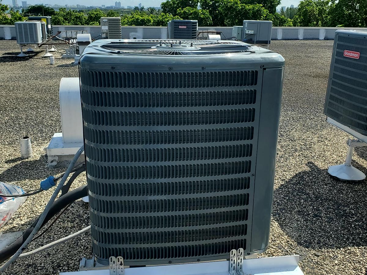 Installed rooftop condenser