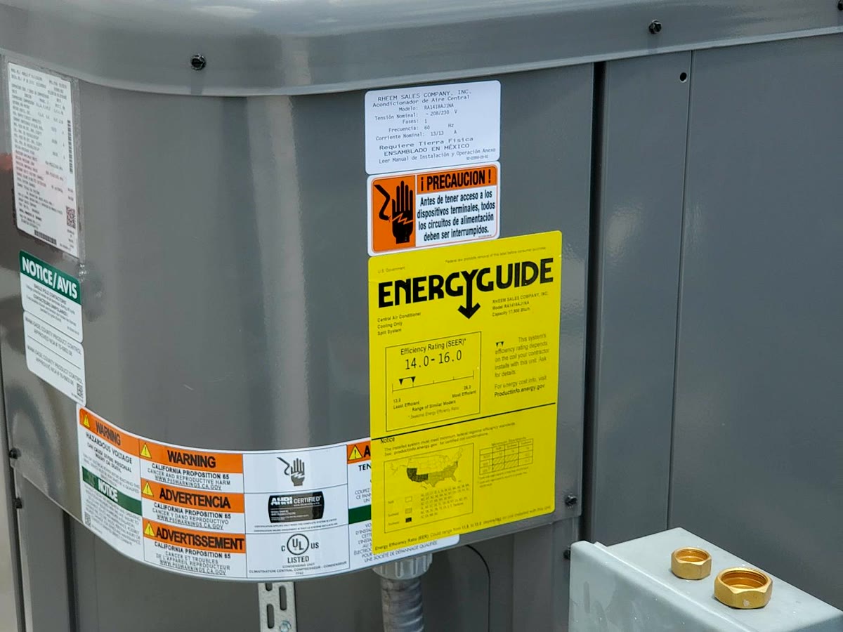 HVAC condenser during startup and testing